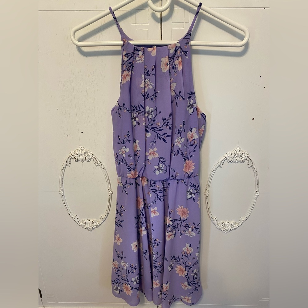 Purple Japanese Blossom Haltered Dress
